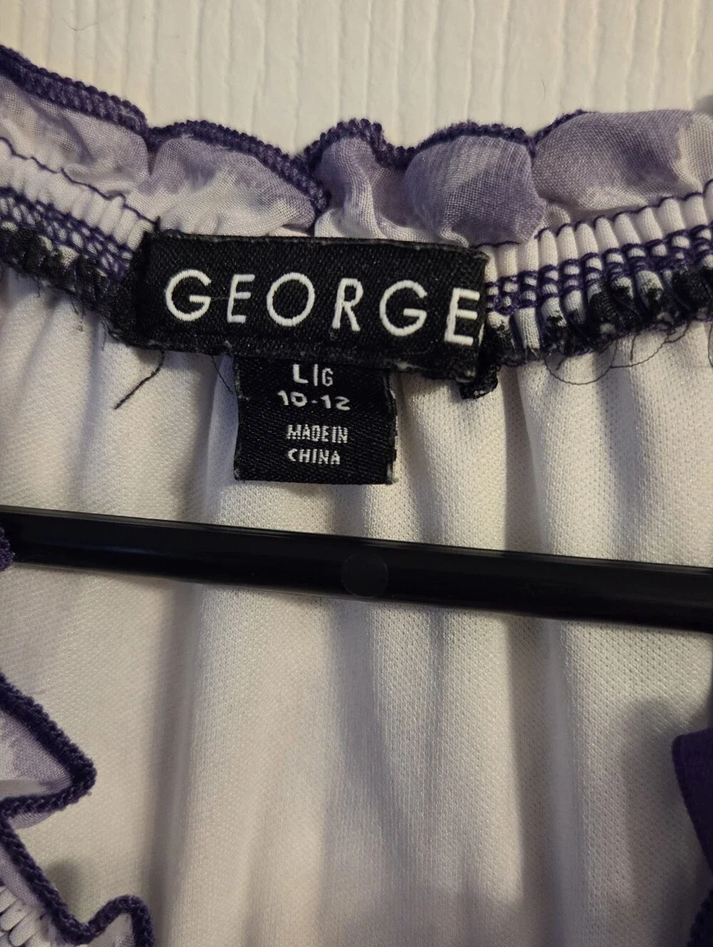 George Girls Large (10-12) Purple & White Stripe Chiffon Short Sleeve Top